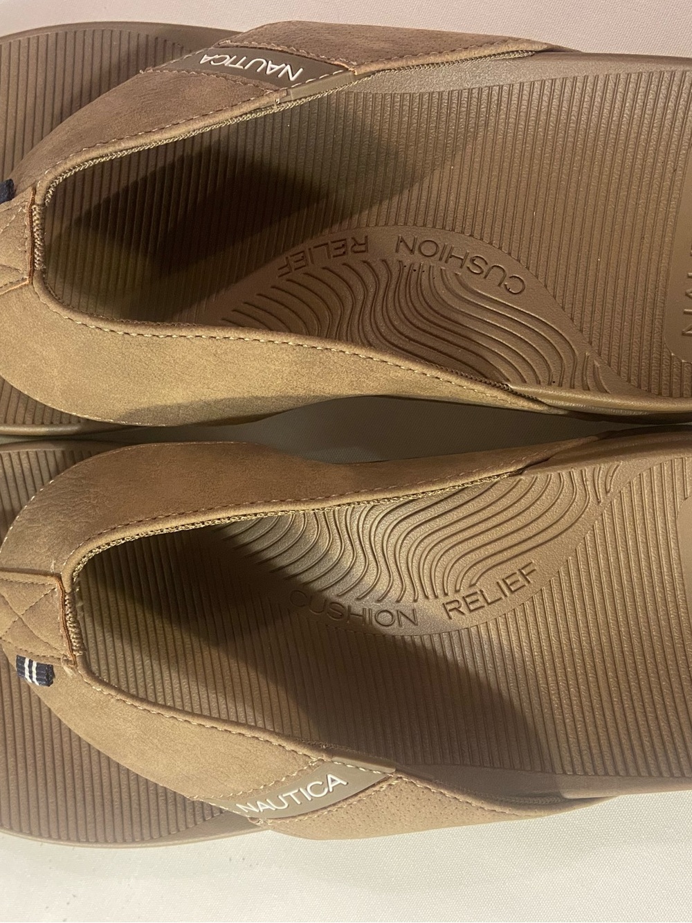 Nautica Brown Textured Footbed Flip Flops